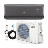 GreyVolt Series 9100 BTU 20.5 SEER2 115V WiFi Enabled Mini Split AC Compatible with Alexa Gray - Color: Gray - Size: 9000 BTU