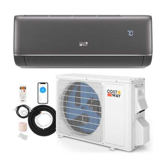 GreyVolt Series 9100 BTU 20.5 SEER2 115V WiFi Enabled Mini Split AC Compatible with Alexa Gray - Color: Gray - Size: 9000 BTU