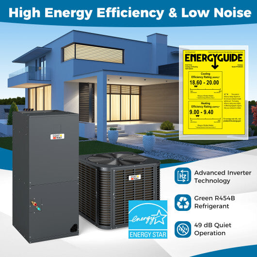 2 to 3 Ton 18.6-20 SEER2 Ultra-Low Temperature Heat Pump System (Operates down to -4°F) - Color: Gray