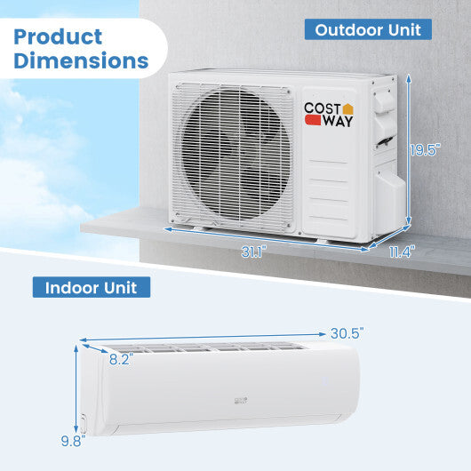 EchoCool Series 11500 BTU 115V Mini Split Air Conditioner and Heater Pump System Wifi Enabled