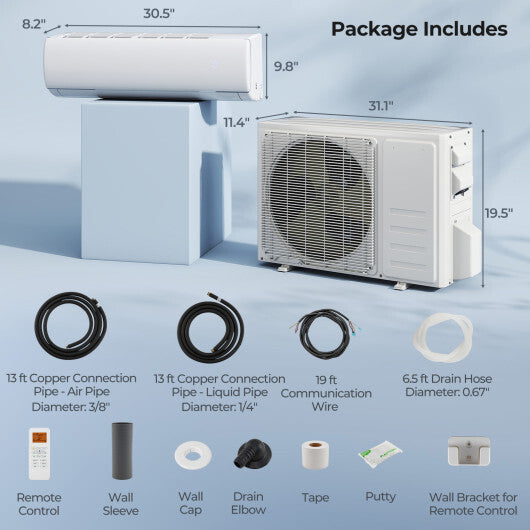 EchoCool Series 17000 BTU 208/230V Mini Split Air Conditioner and Heater Pump System