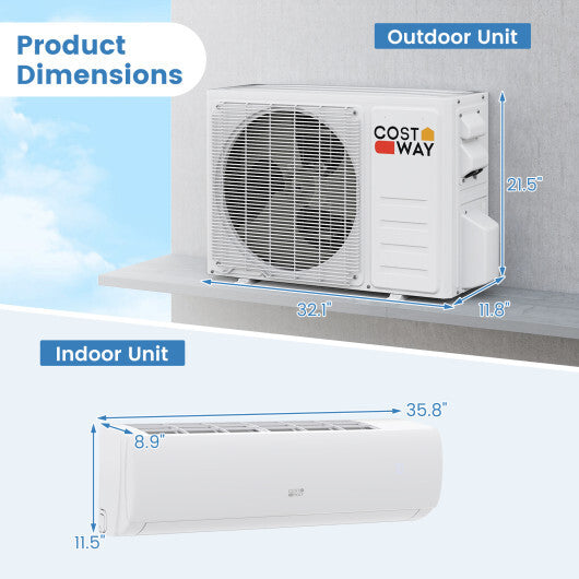 EchoCool Series 17000 BTU 208/230V Mini Split Air Conditioner and Heater Pump System