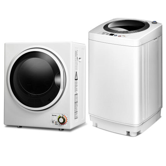 Electric Laundry Dryer and Full-Automatic Washing Machine Combo - Color: White