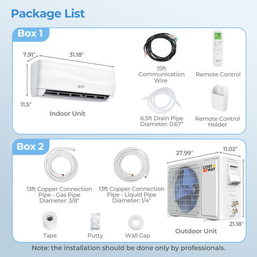 Blast Series 9100 BTU 20.5 SEER2 115V Mini Split Air Conditioner with Heat Pump - Color: White - Size: 9000 BTU