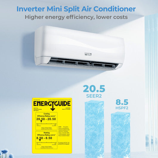 Blast Series 9100 BTU 20.5 SEER2 115V Mini Split Air Conditioner with Heat Pump - Color: White - Size: 9000 BTU