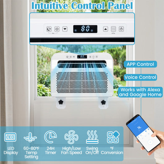 6500 BTU Window AC Unit with WiFi APP Voice Control 24H Timer and Quiet Operation-White - Color: White