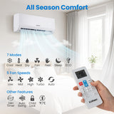 Lithzen 12000 BTU 208-230V 17 SEER2 Mini Split Air Conditioner and Heater WiFi Enabled - Color: White