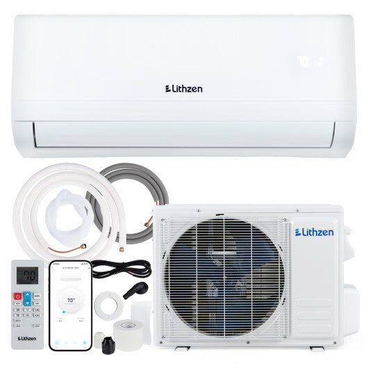 Lithzen 12000 BTU 208-230V 17 SEER2 Mini Split Air Conditioner and Heater WiFi Enabled - Color: White