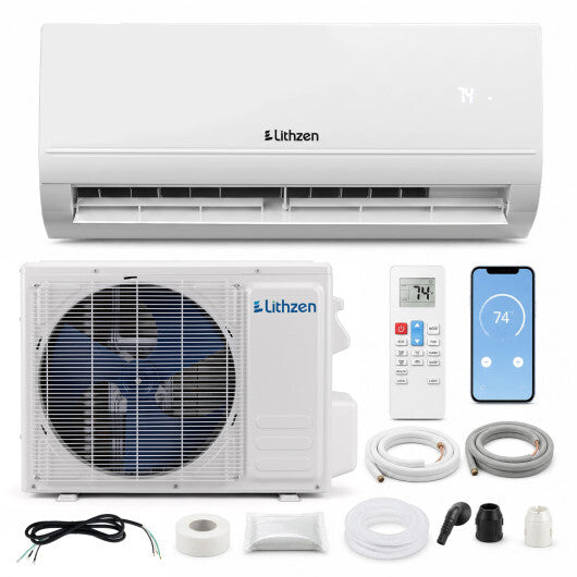 Lithzen 18000 BTU 208-230V 17 SEER2 Mini Split Air Conditioner and Heater WiFi Enabled - Color: White - Size: 18000 BTU