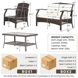 4 Pieces Outdoor Rattan Conversation Set with Protective Cover - Color: Espresso