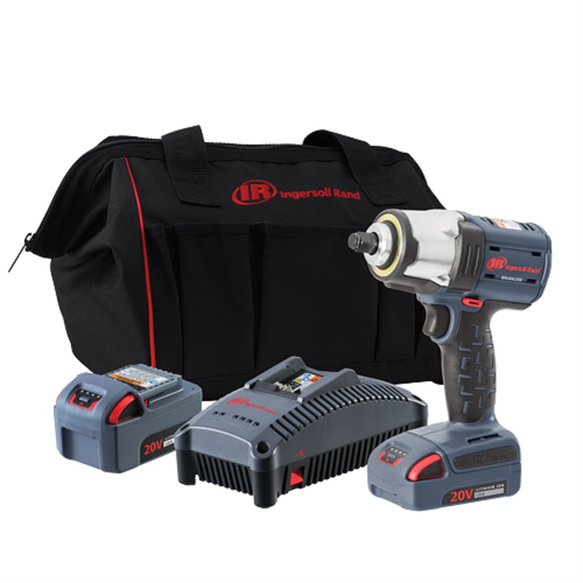 Ingersoll Rand 20V Mid-torque 1/2" Cordless Impact Wrench Kit, 550 ft-lbs Nut-busting Torque, 2 Batteries and Charger