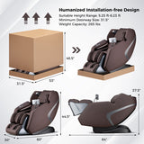 3D SL-Track Full Body Massage Chair with Zero-Gravity Design-Brown - Color: Brown