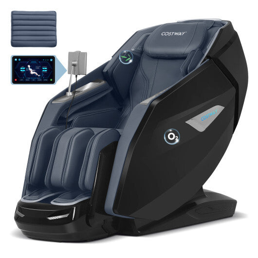 Kenzo 41-7D Dual Roller System Flexible Track Zero Gravity Full Body Massage Chair with Heart Rate Monitor and Health Detecti-Blue - Color: Dark Blue