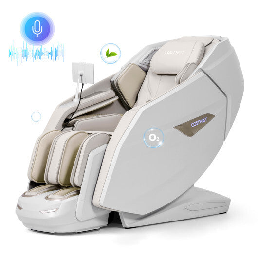 4D Dual Roller System Flexible Track Zero Gravity Full Body Massage Chair with Heart Rate Monitor and Health Detecti-Black