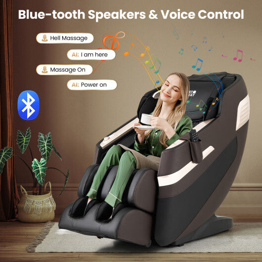 Relaxation 44 - Fully Body Massage Chair with Airbags and Waist Heater-Brown - Color: Brown