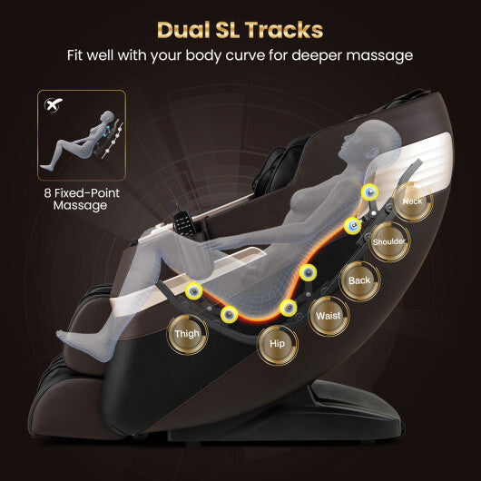 Relaxation 44 - Fully Body Massage Chair with Airbags and Waist Heater-Brown - Color: Brown