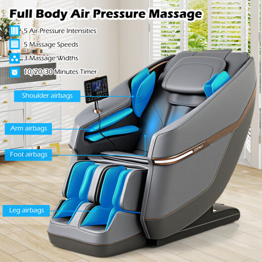 Soothe 48 - Full Body Zero Gravity Massage Chair SL Track Recliner with Touch Screen-Gray