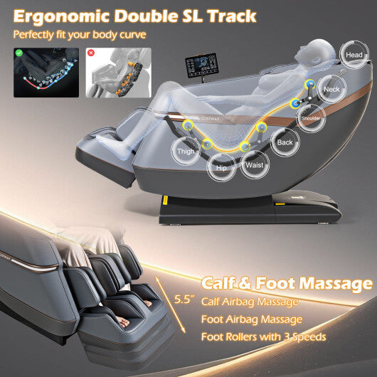Soothe 48 - Full Body Zero Gravity Massage Chair SL Track Recliner with Touch Screen-Gray