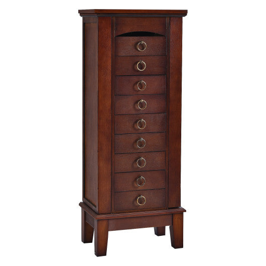Large Capacity Jewelry Storage Cabinet with 9 Drawers - Color: Brown