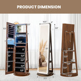 Standing Jewelry Cabinet with Adjustable LED Lights-Brown - Color: Brown