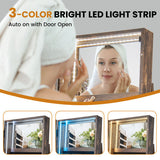 Standing Jewelry Cabinet with Adjustable LED Lights-Coffee - Color: Coffee