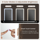 Standing Jewelry Cabinet with Adjustable LED Lights-Coffee - Color: Coffee
