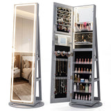 Standing Jewelry Cabinet with Adjustable LED Lights-Gray - Color: Gray
