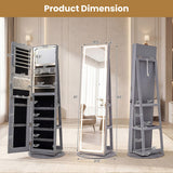 Standing Jewelry Cabinet with Adjustable LED Lights-Gray - Color: Gray