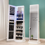Standing Jewelry Cabinet with Adjustable LED Lights-White - Color: White