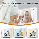 Standing Jewelry Cabinet with Adjustable LED Lights-White - Color: White