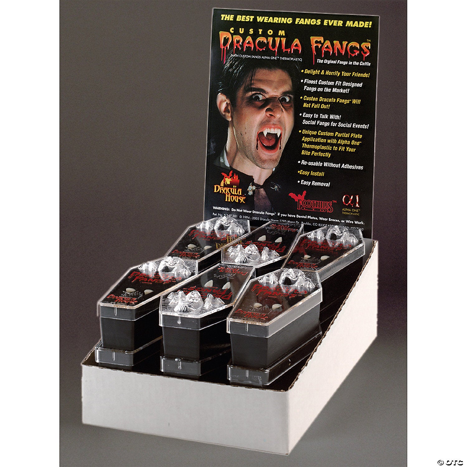 Dracula fangs display/12 pcs lg