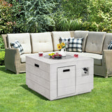 34 Inch Square Concrete Propane Fire Pit Table with Lava Rocks and Cover 50 000 BTU-Gray - Color: Gray