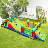 Inflatable Obstacle Course Bounce House with Dual Slides and Tunnels without Blower - Color: Multicolor