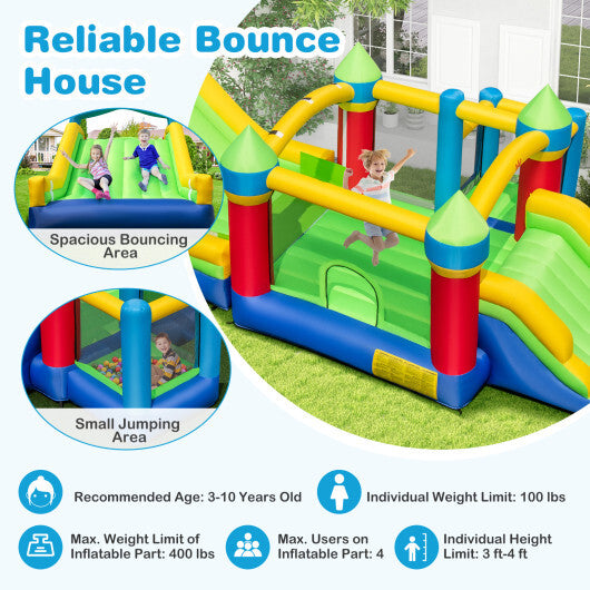 Inflatable Obstacle Course Bounce House with Dual Slides and Tunnels without Blower - Color: Multicolor