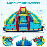 Inflatable Double Water Slide Park with Obstacle Course and 735W Blower