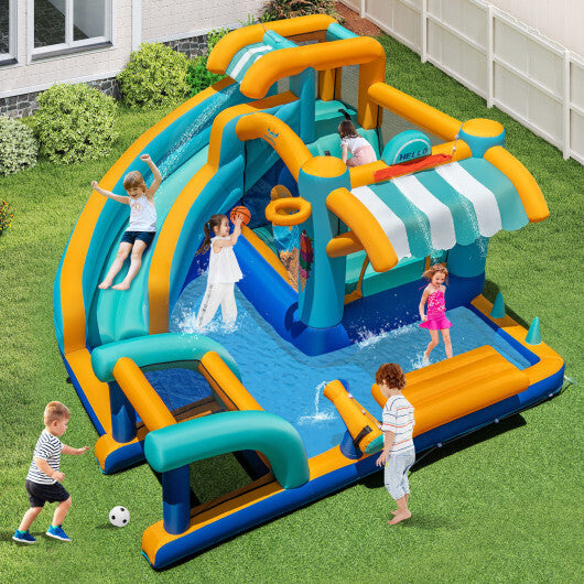 Inflatable Water Slide Bounce House Kids Jump Castle with 750W Blower