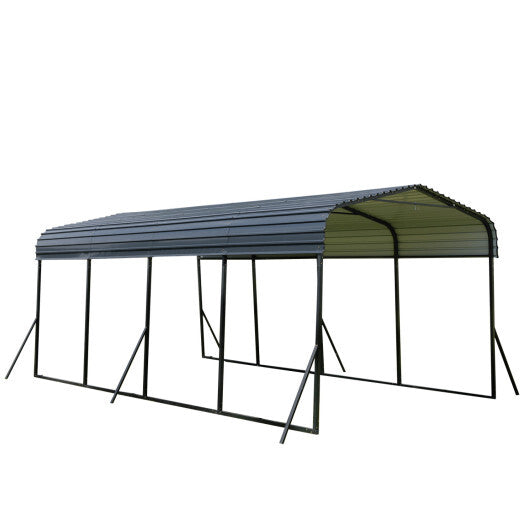 12 x 20 Feet Heavy-Duty Carport Outdoor Galvanized Steel Garage Car Shelter-Black