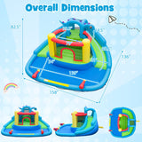Dinosaur-themed Inflatable Water Slide Park with 950W Air Blower