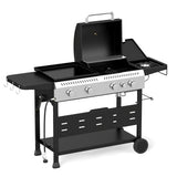 5-Burner Propane Gas Grill and Griddle Combo with Side Burner-Black
