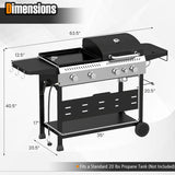 5-Burner Propane Gas Grill and Griddle Combo with Side Burner-Black
