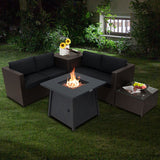 5 Piece Patio Furniture Set with 50000 BTU Propane Fire Pit Table-Black