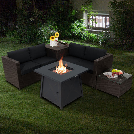 5 Piece Patio Furniture Set with 50000 BTU Propane Fire Pit Table-Black