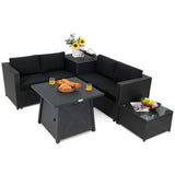 5 Piece Patio Furniture Set with 50000 BTU Propane Fire Pit Table-Black