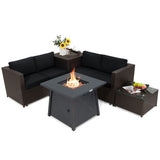 5 Piece Patio Furniture Set with 50000 BTU Propane Fire Pit Table-Black