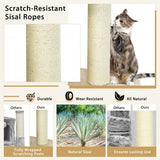 77.5-Inch Cat Tree Condo Multi-Level Kitten Activity Tower with Sisal Posts-Cream White - Color: Beige