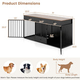 Dog Crate Furniture Indoor Modern Dog Kennel with Divider 3 Drawers and Pull-out Feeder-Black - Color: Black
