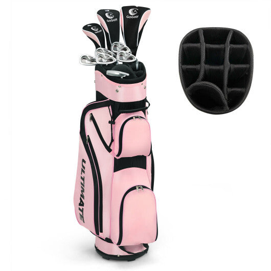 10 Pieces Womens Complete Golf Club Set with Alloy Driver - Color: Pink