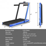 4.75HP 2 In 1 Folding Treadmill with Remote APP Control-Navy - Color: Navy