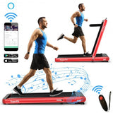 4.75HP 2 In 1 Folding Treadmill with Remote APP Control-Red - Color: Red