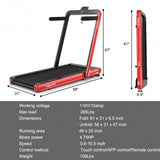 4.75HP 2 In 1 Folding Treadmill with Remote APP Control-Red - Color: Red